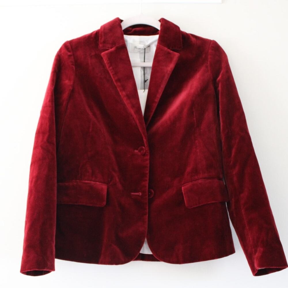 NWT Bonpoint Women's‎ Janet Velvet Red Blazer Jacket 34 (US 2)